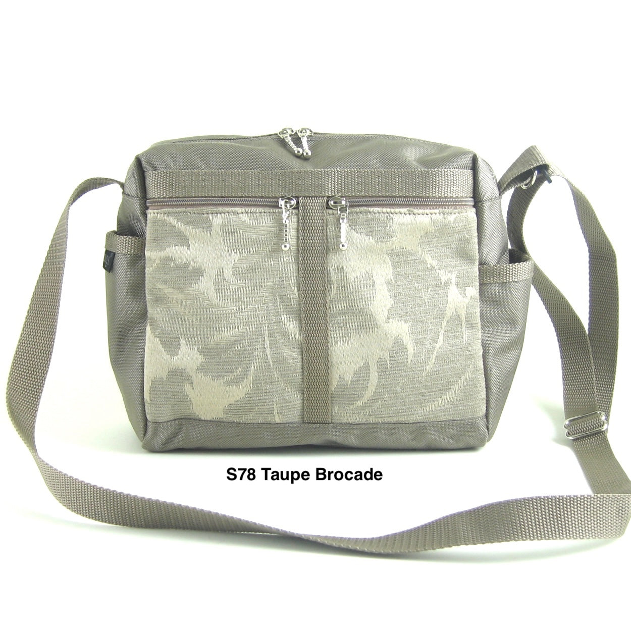106 Khaki Medium Messenger Bag Purse in Nylon with Fabric Accent Pockets