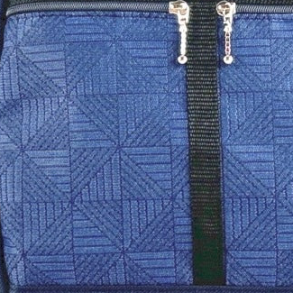 221L Navy nylon small organizer purse with fabric accent pockets