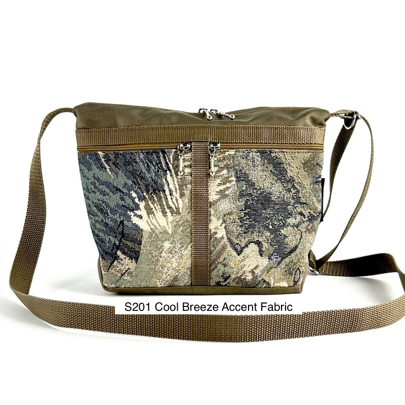 221L small organizer purse in Khaki Tan Nylon with fabric accent pockets