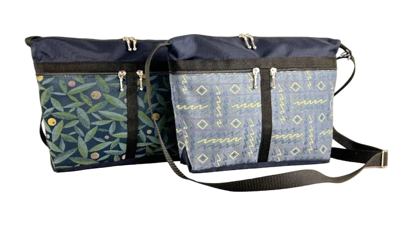 Lightweight Navy Balistic nylon & fabric crossbody bags