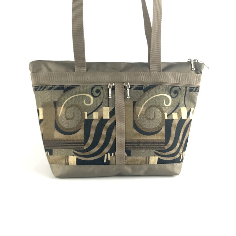 223 French Satchel Tote in Khaki with accent pockets