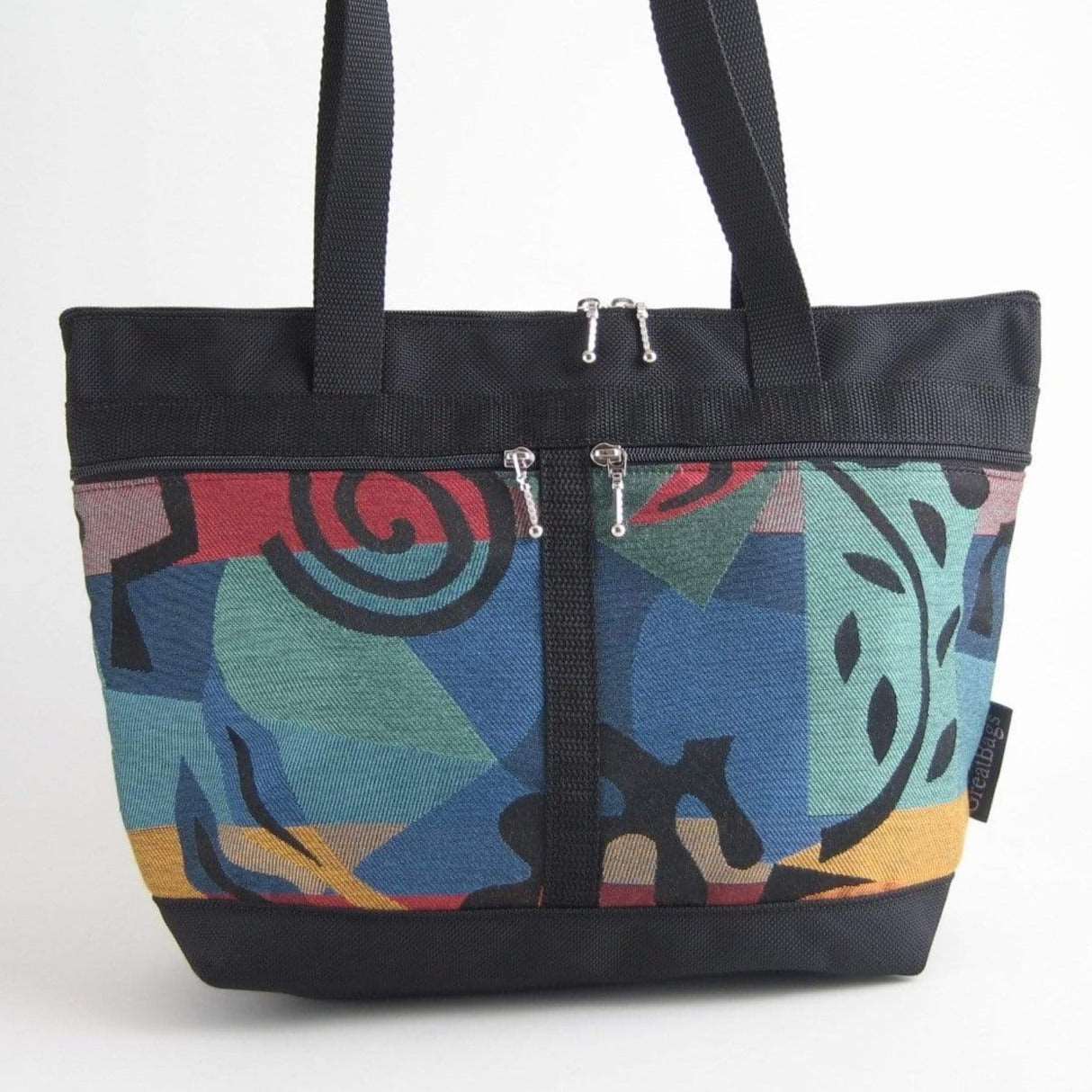 223 French Satchel Tote in Black nylon with accent pockets