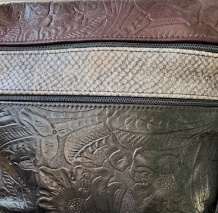 Wide 3 zipper Leather Cross-body Travel Purse #86