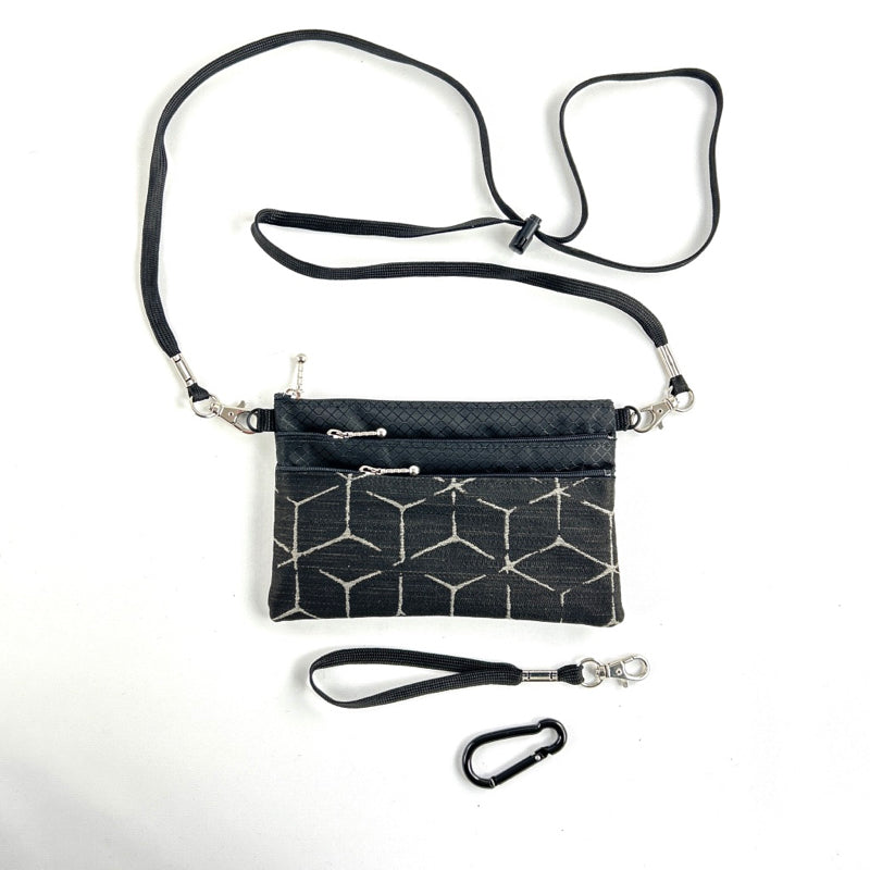 Three zipper Minibag with wristlet and long strap 49RS