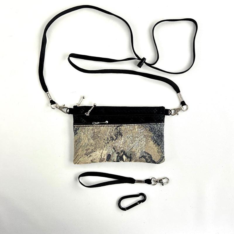 Three zipper Minibag with wristlet and long strap 49RS