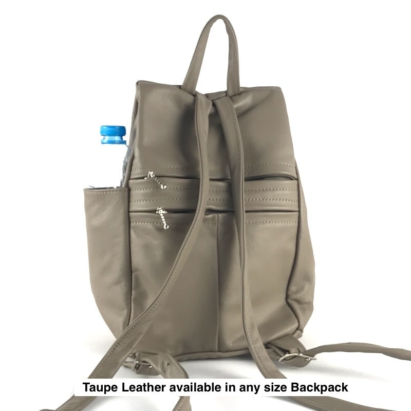 967 Purse size Leather Side Entry Backpack - Solid Colors