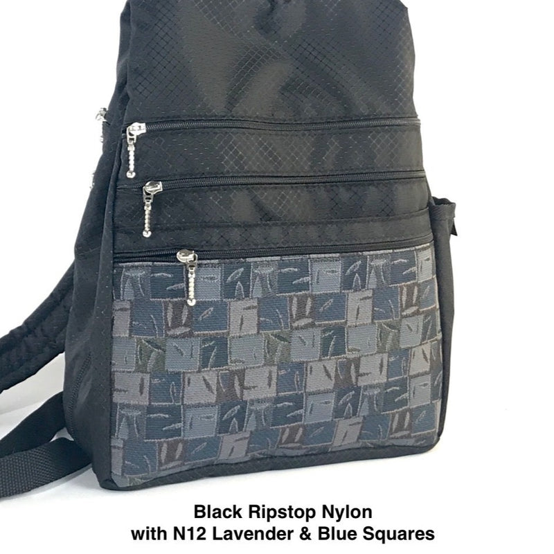 R967w Ripstop Small Side Entry Backpack with extra zipper + leather straps