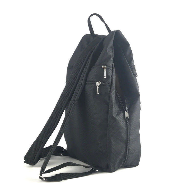 R970W Extra Large Ripstop Nylon Side-Entry Backpacks with padded straps and 5 zippered pockets