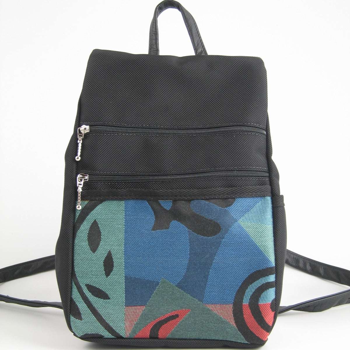 B967 BL Sm Side Entry Backpack- Black Nylon with Fabric Accent