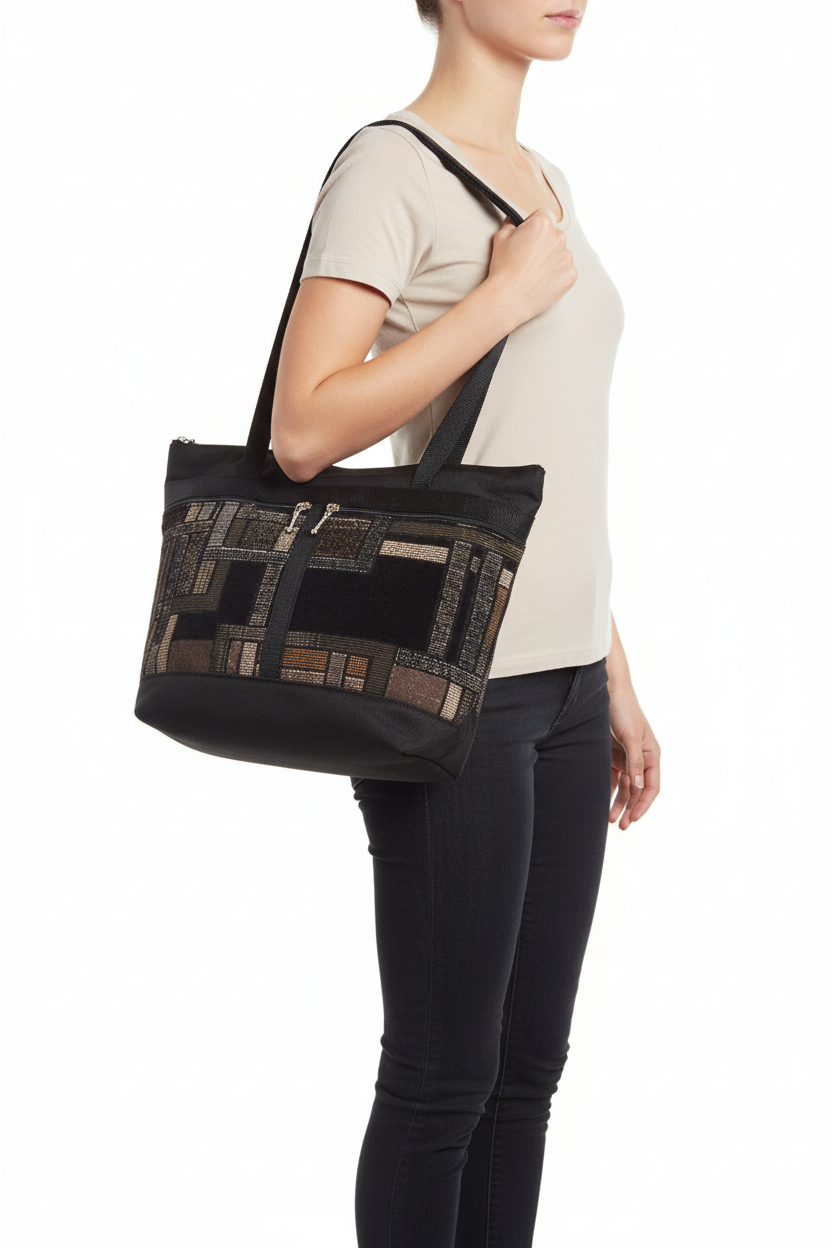 L vintage tote shown on 5'6" person