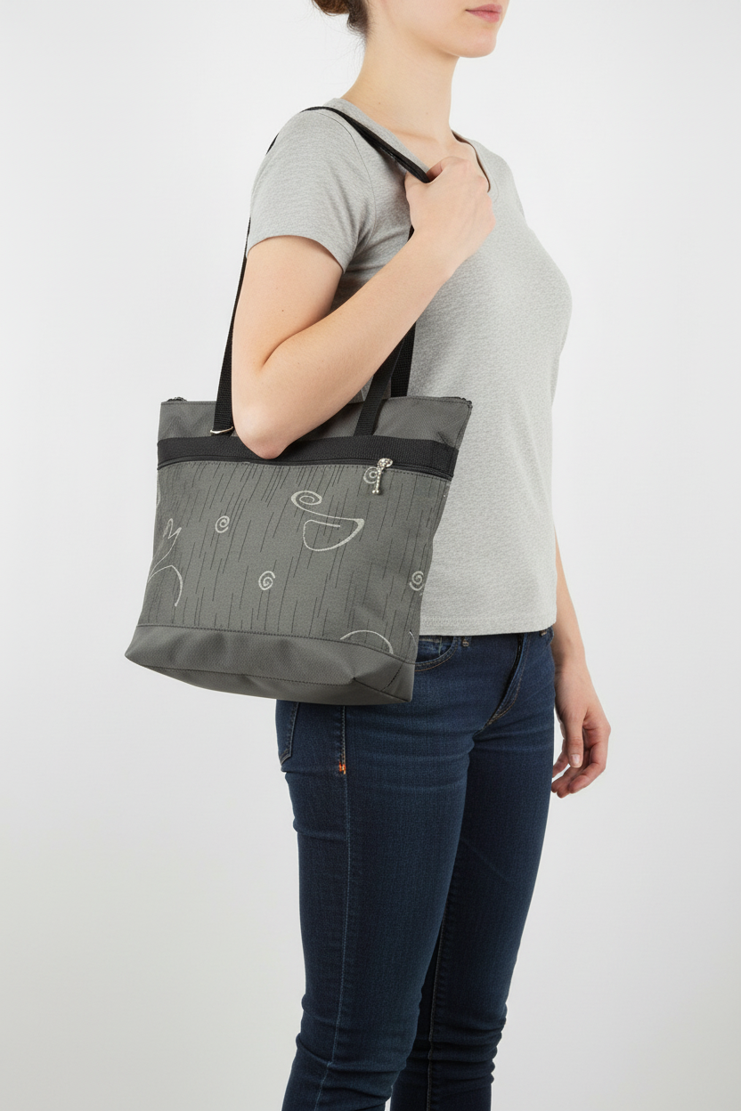 L gray tote