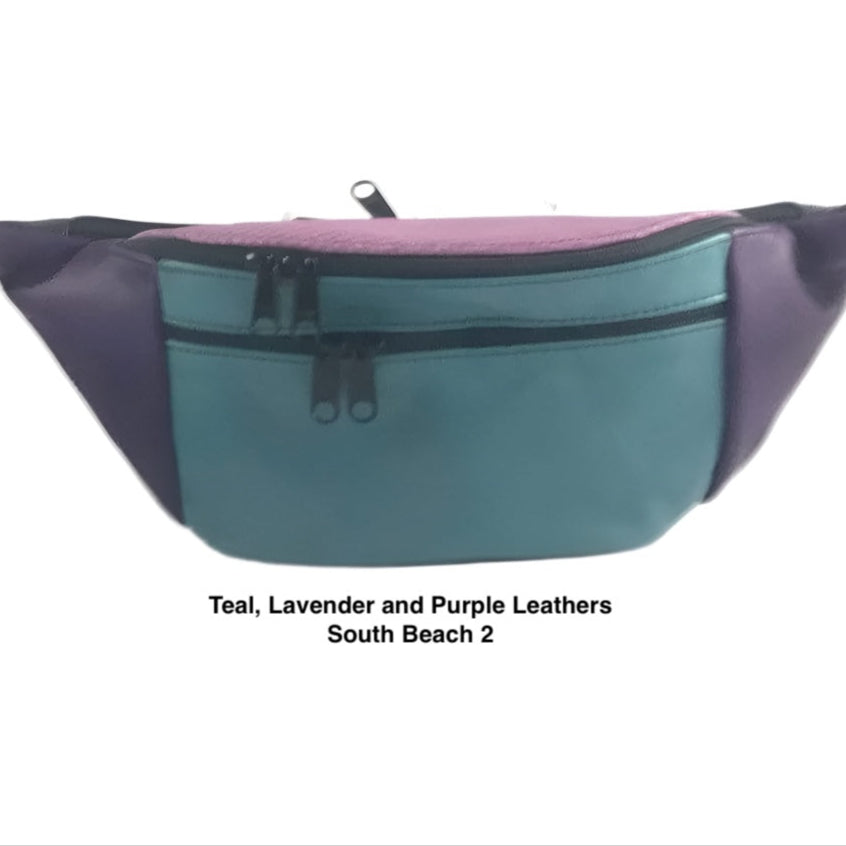 Light Colors - Large Leather Belt Bag with Accent - LFPJ