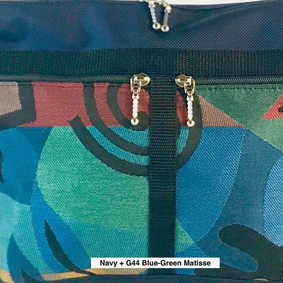 106 Medium Messenger Bag Purse in Navy Nylon with Fabric Accent Pockets