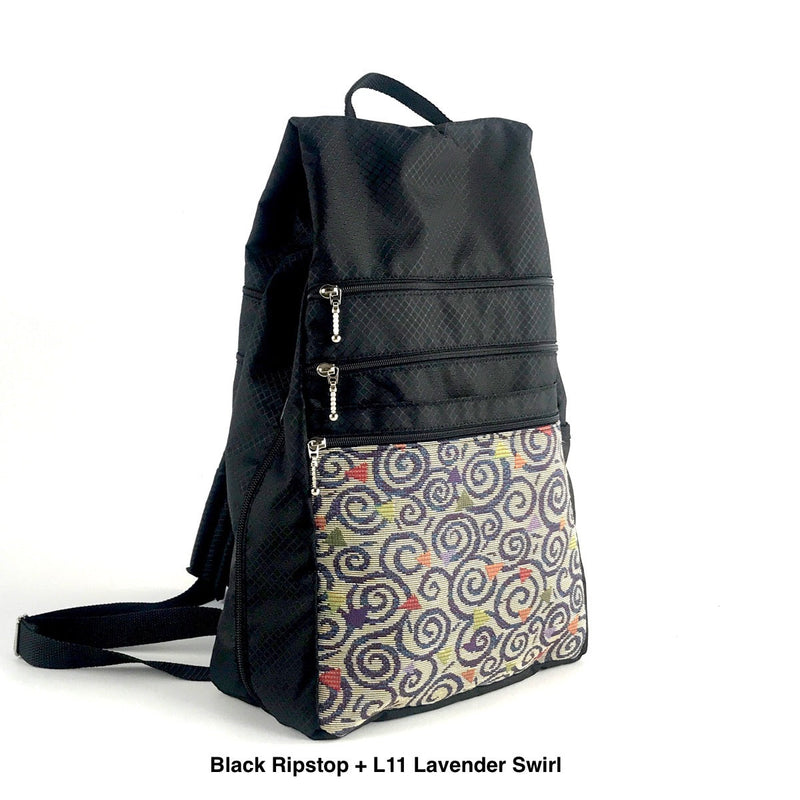 R970W Extra Large Ripstop Nylon Side-Entry Backpacks with padded straps and 5 zippered pockets