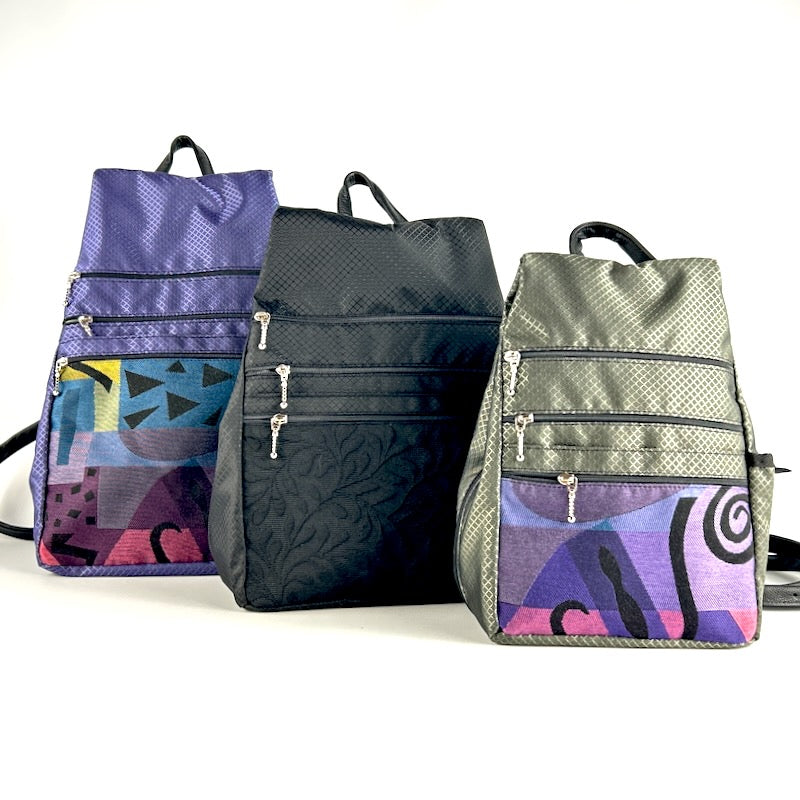 New Ripstop Side Entry Backpacks in 3 Sizes- extra zipper + leather straps