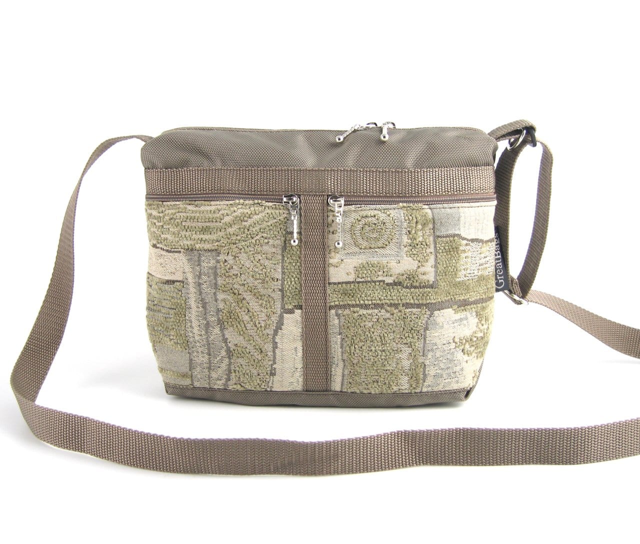 221L small organizer purse in Khaki Tan Nylon with fabric accent pockets