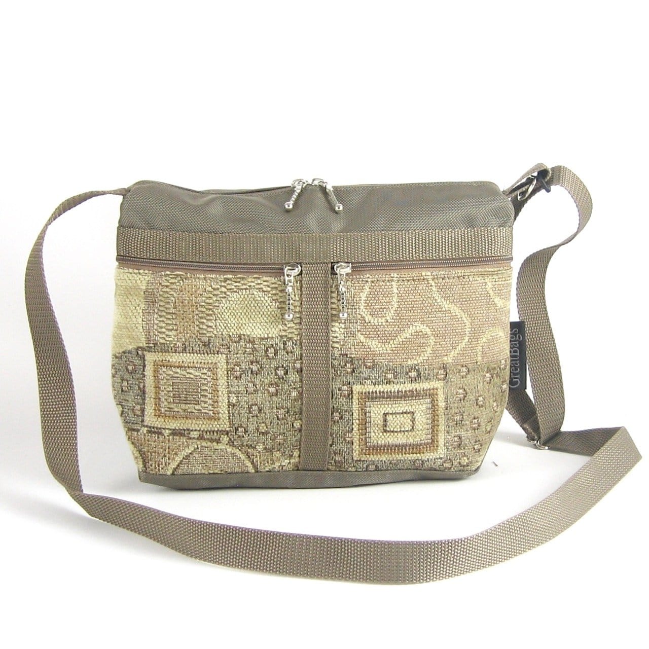221L small organizer purse in Khaki Tan Nylon with fabric accent pockets