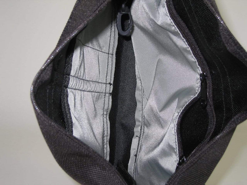 222L Cross-body medium Organizer Purse in Black nylon with fabric accent pockets