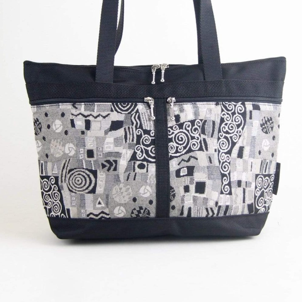 223 French Satchel Tote in Black nylon with accent pockets