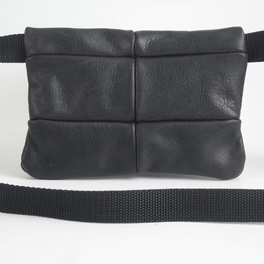 Small Leather Flat Fanny Pack With Contrast Accent Leathers - #301J