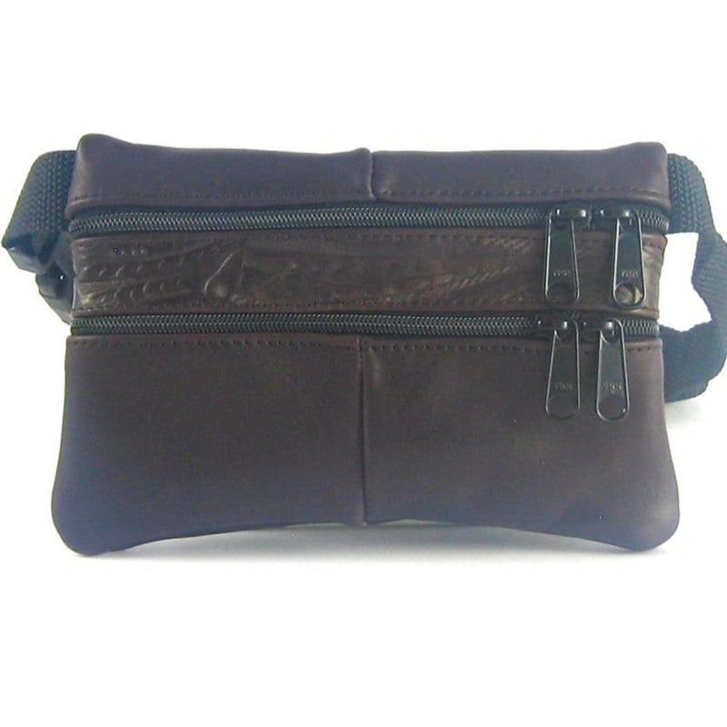 Small Leather Flat Fanny Pack With Contrast Accent Leathers - #301J