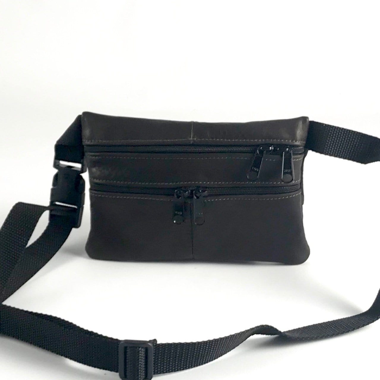 Leather flat fanny packs in solid colors - 2 sizes
