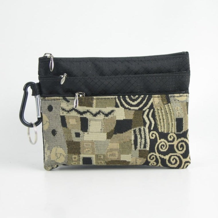 Stadium Purse 39RSC- Three zipper purse set with crossbody strap, wristlet, Bonus pouch, and carabiner clip
