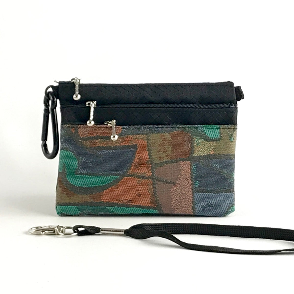 Stadium Purse 39RSC- Three zipper purse set with crossbody strap, wristlet, Bonus pouch, and carabiner clip