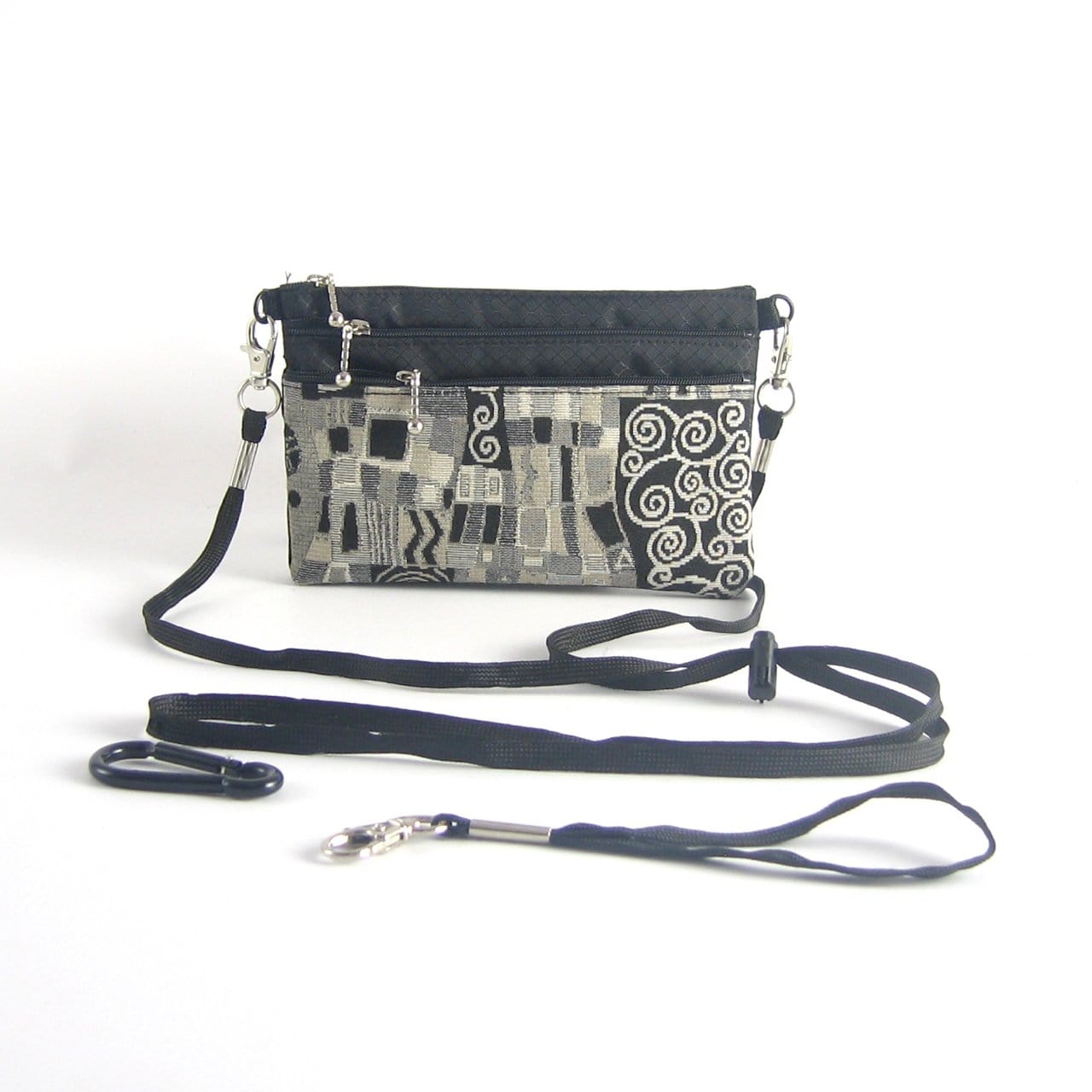 Three zipper Minibag with wristlet and long strap 49RS