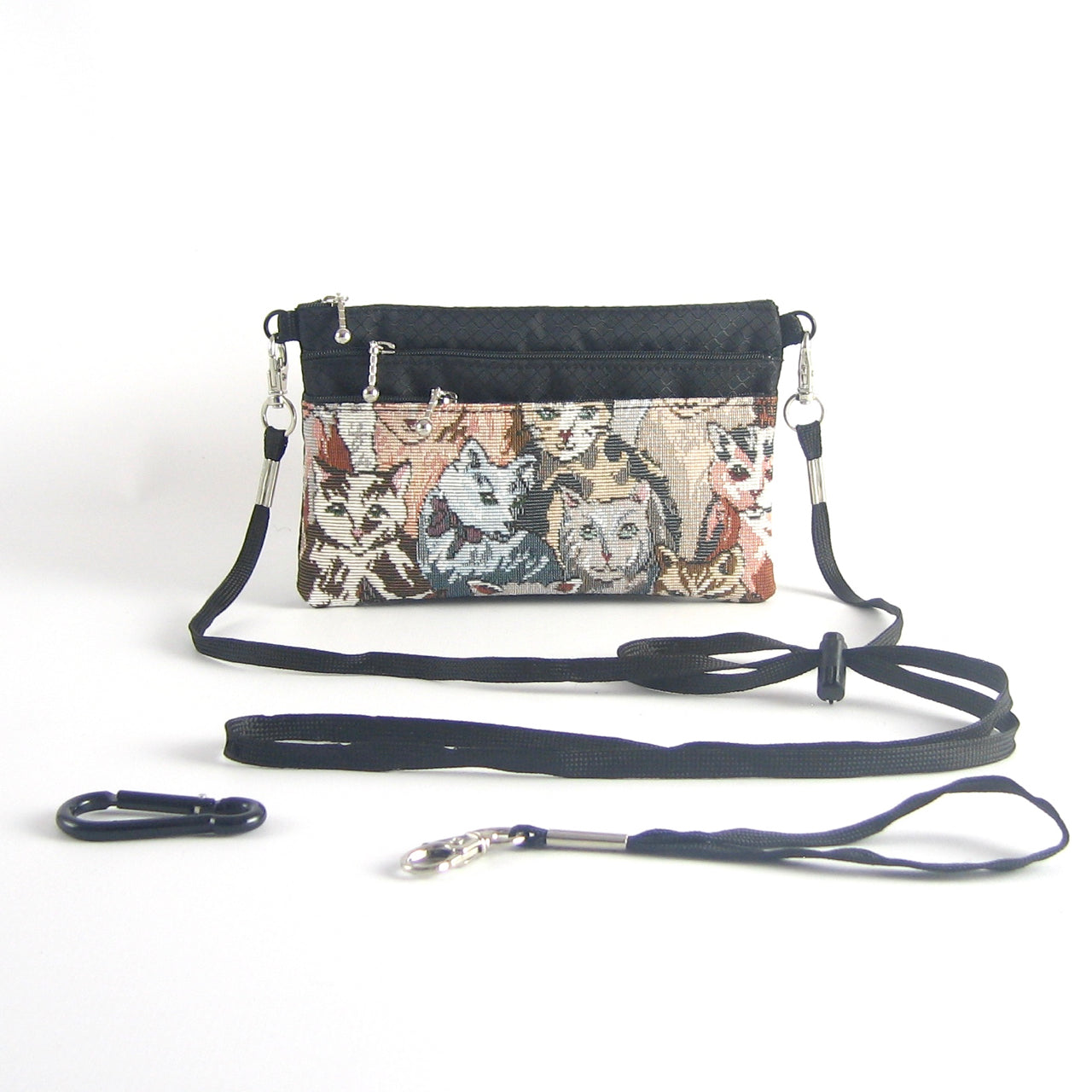New! Wider Size Three zipper Minibag #59RS with cordlock crossbody strap
