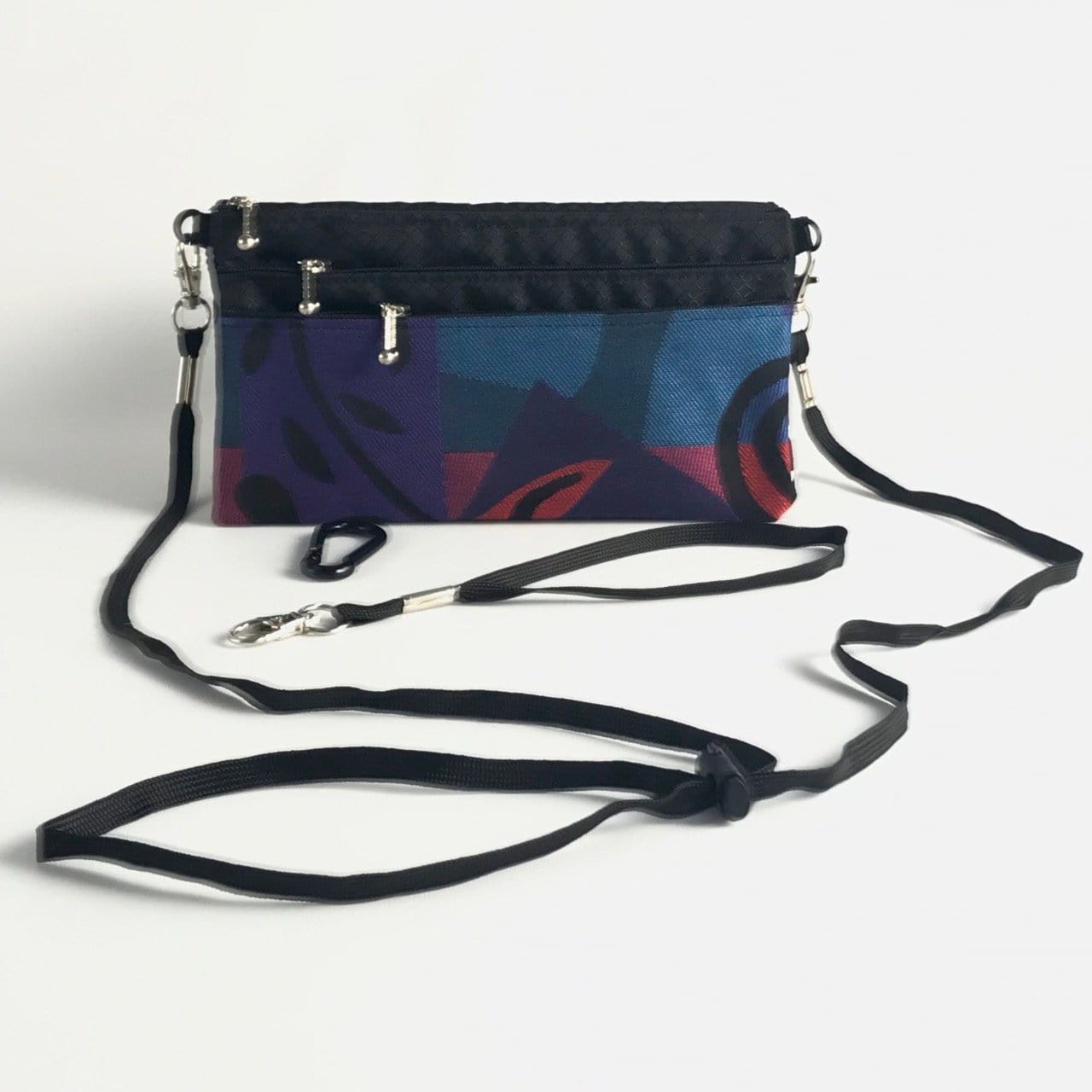 New! Wider Size Three zipper Minibag #59RS with cordlock crossbody strap