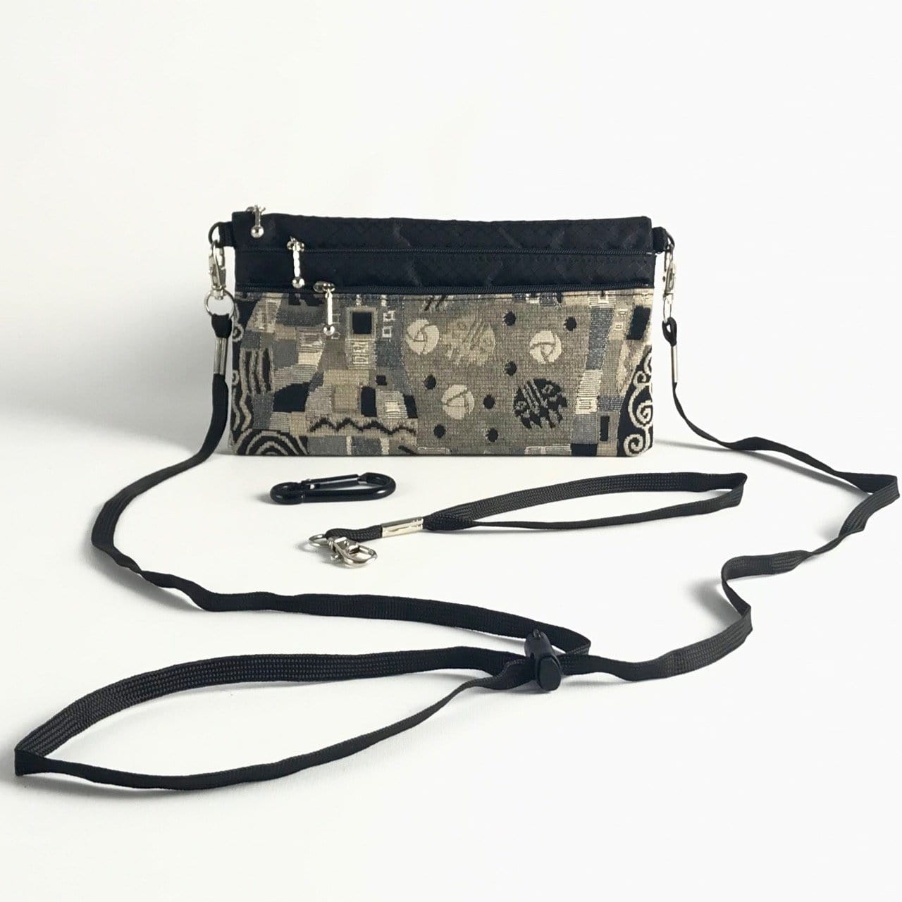 New! Wider Size Three zipper Minibag #59RS with cordlock crossbody strap