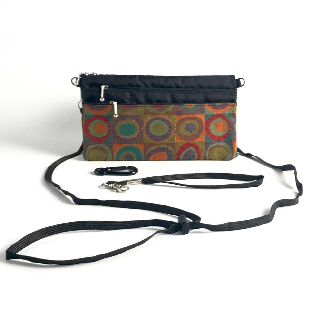 New! Wider Size Three zipper Minibag #59RS with cordlock crossbody strap