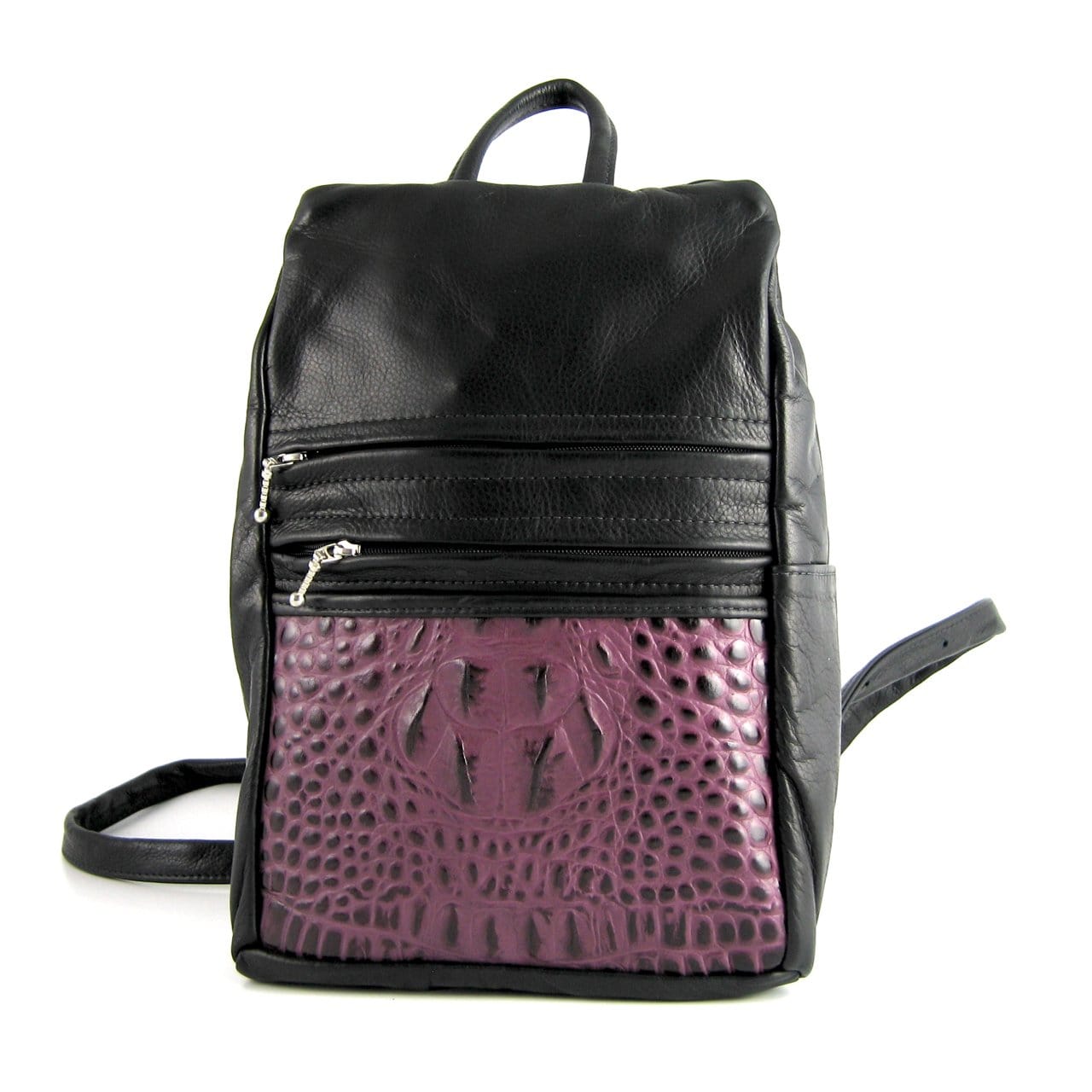 968JW Deluxe Medium Side Entry Leather Backpack with Leather Accent pocket