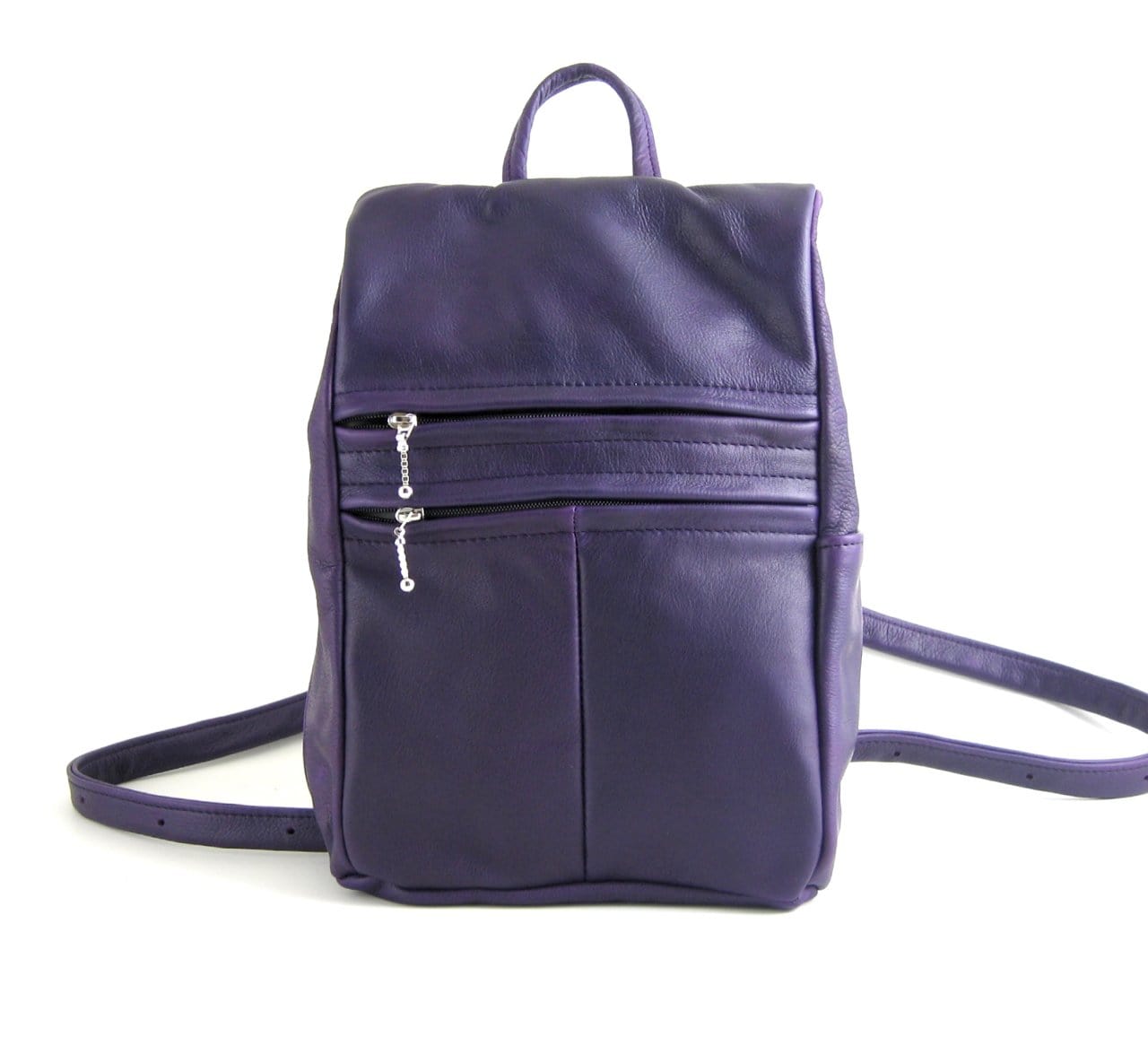 967 Purse size Leather Side Entry Backpack - Solid Colors