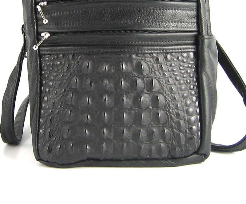 966J Size Small Leather Side Entry Backpack With Accent Pocket