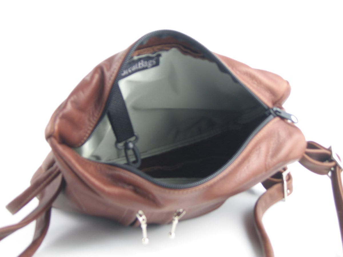 967 Purse size Small Leather Side Entry Backpack - Color-blocked Leathers