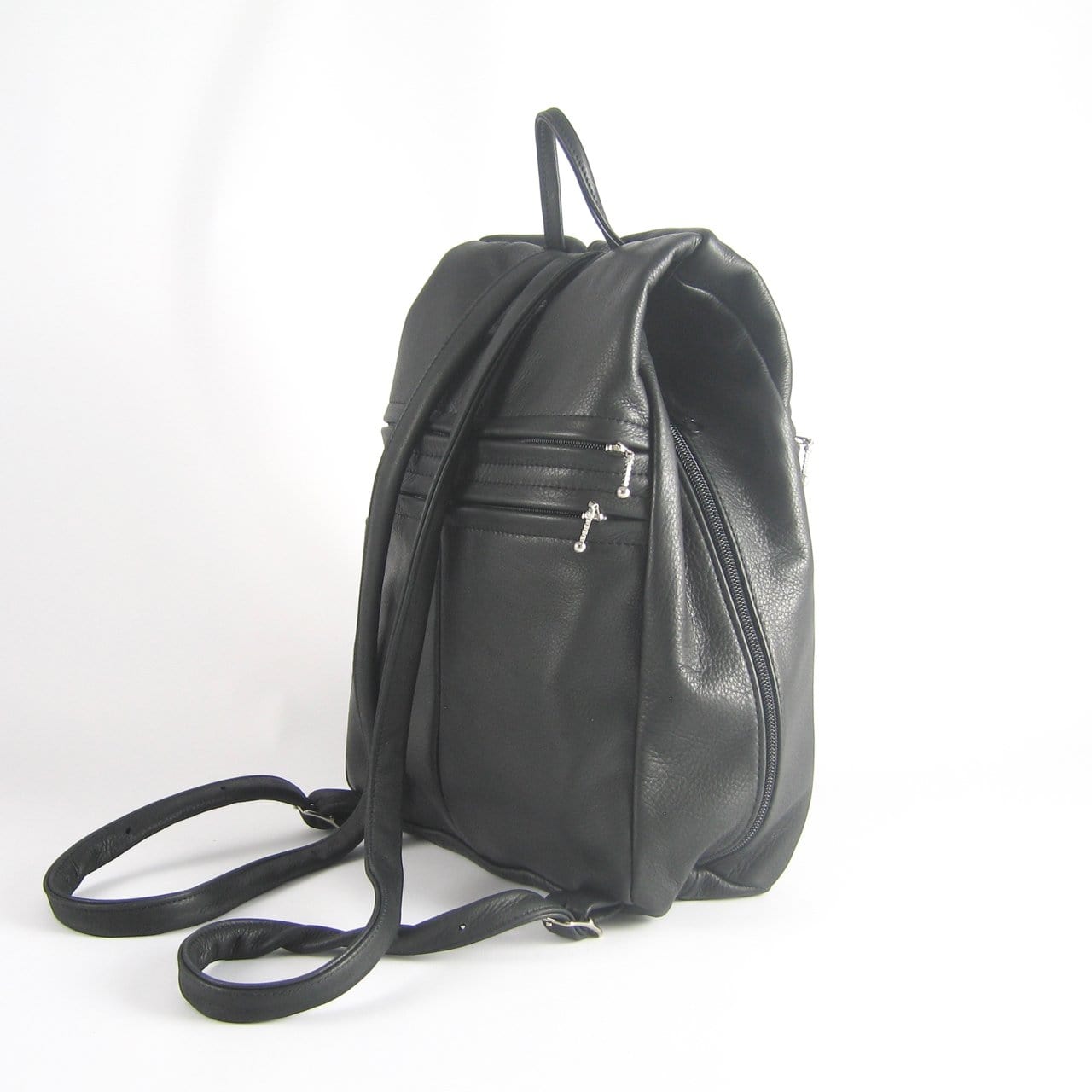 968JW Deluxe Medium Side Entry Leather Backpack with Leather Accent pocket