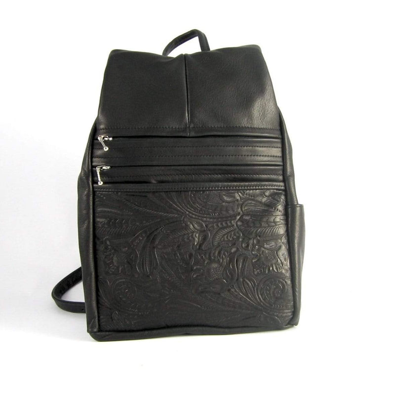 968J  Medium Side Entry Leather Backpack with Leather Accent pocket