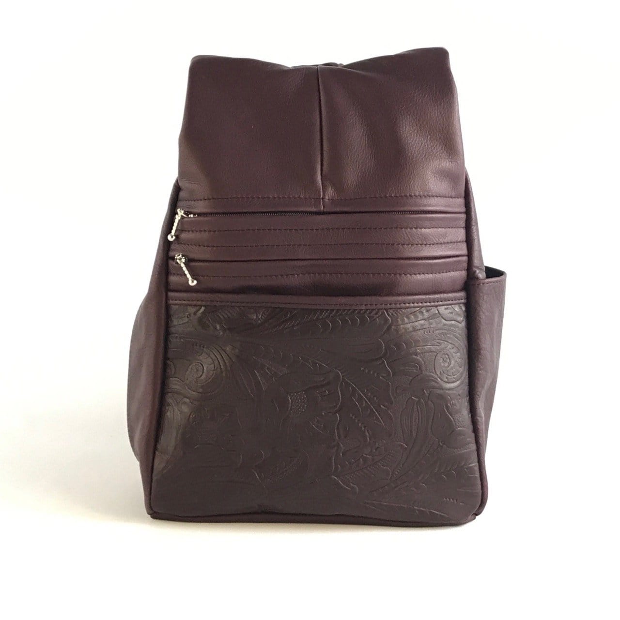 969J Deluxe Legal Size Large Side Entry Leather Backpack with Leather Accent pocket