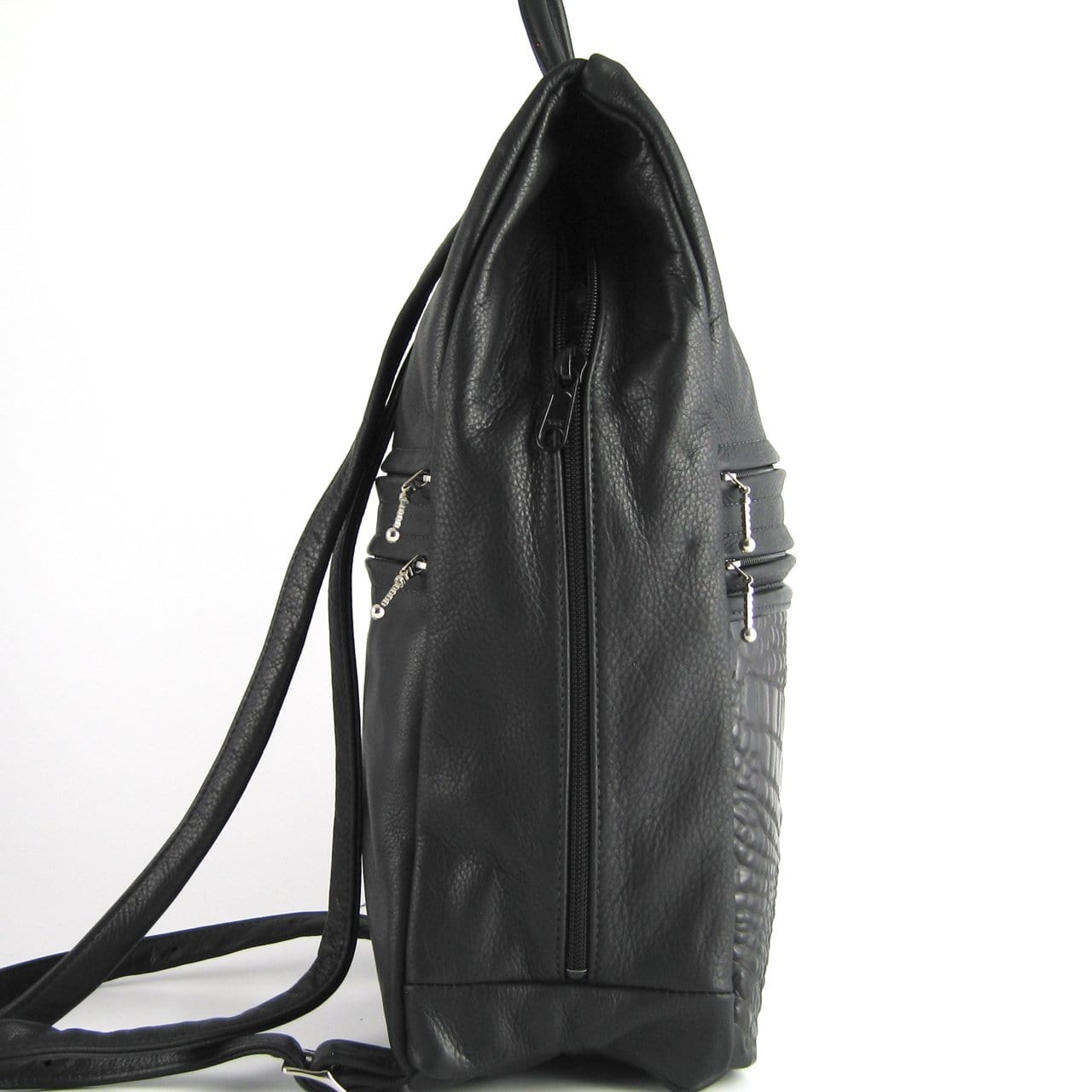 968J Medium Side Entry Leather Backpack with Leather Accent pocket