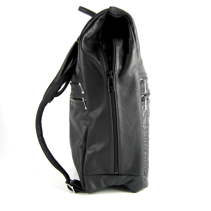 969 Legal Size Leather Side Entry Backpack Purse in solid colors