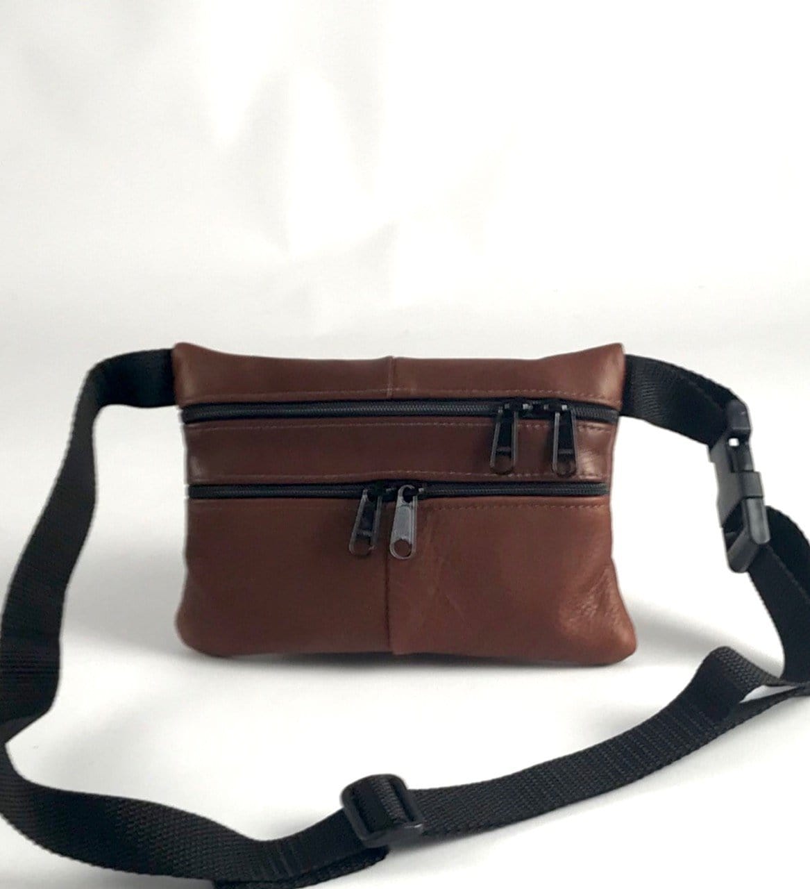 Leather flat fanny packs in solid colors - 2 sizes