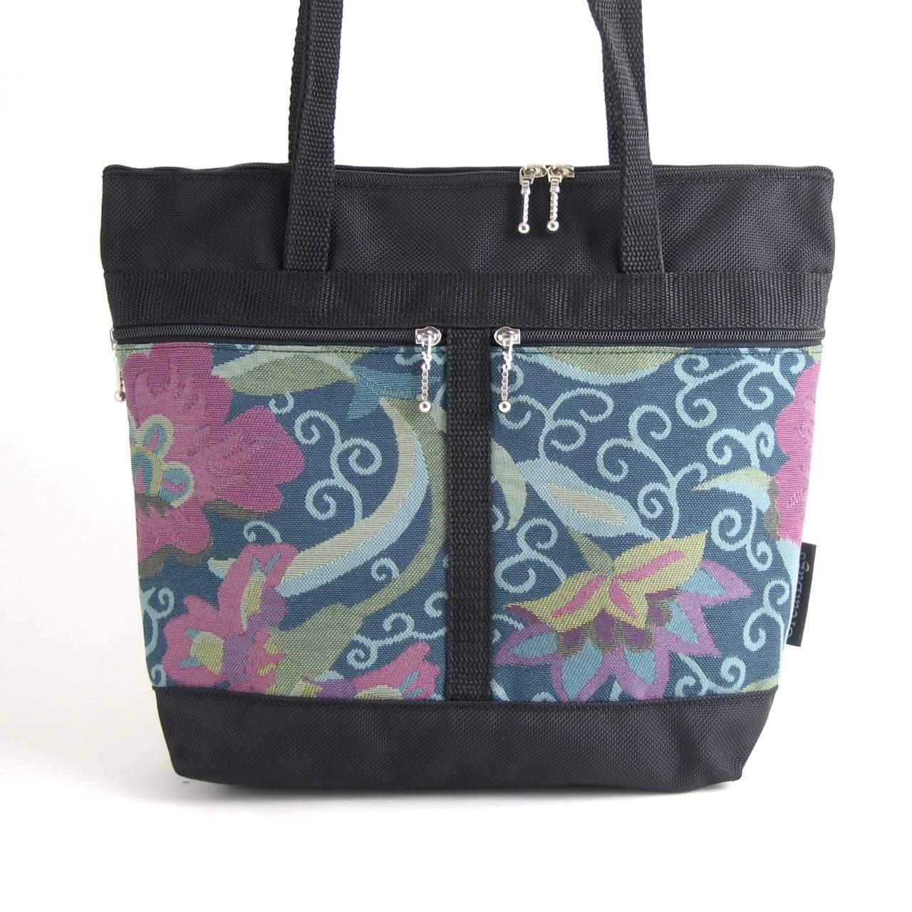 S: Purse sized Tote in Black with Fabric Pockets