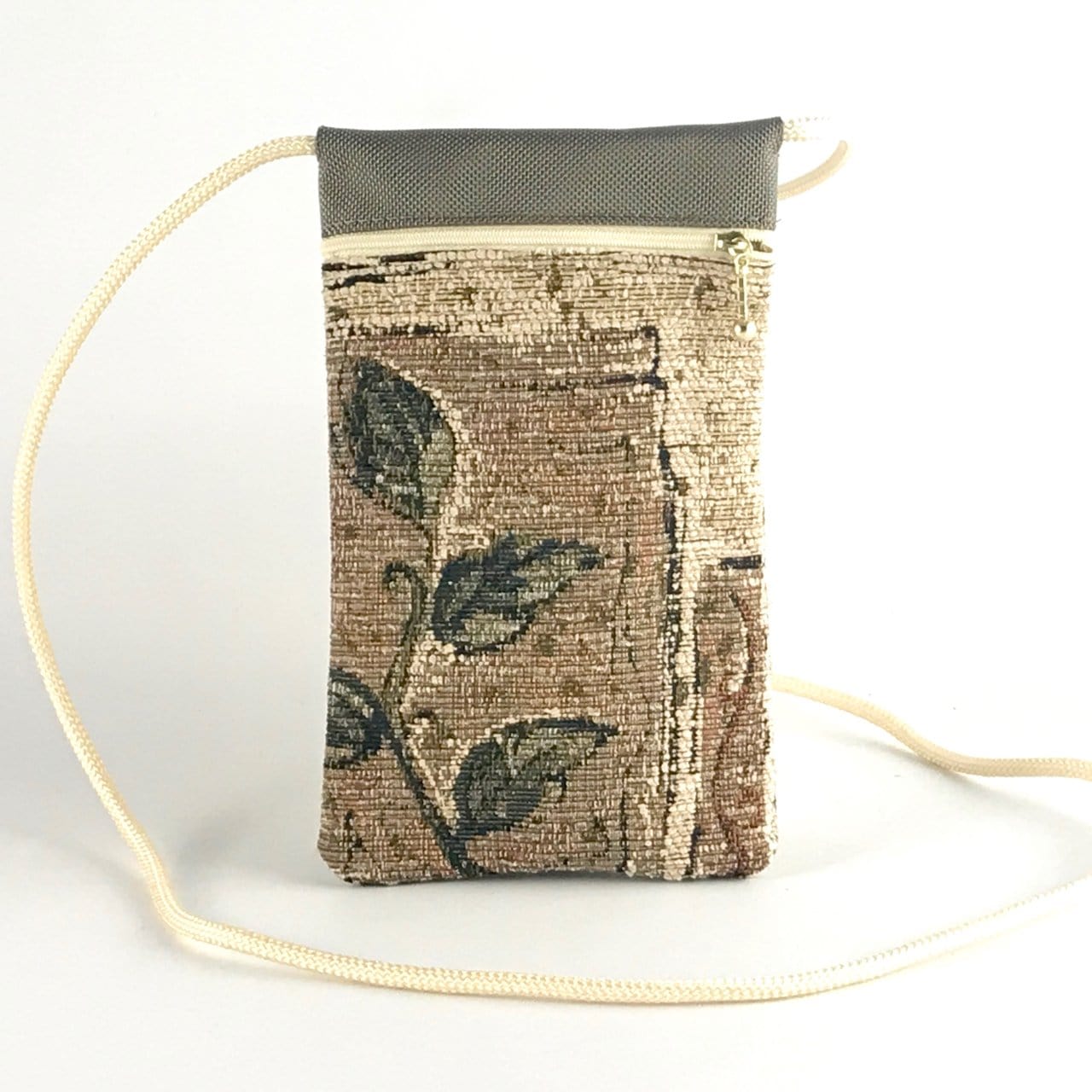 Khaki- Cross-Body Large Cell Phone Bag T12S in Light Color Fabrics
