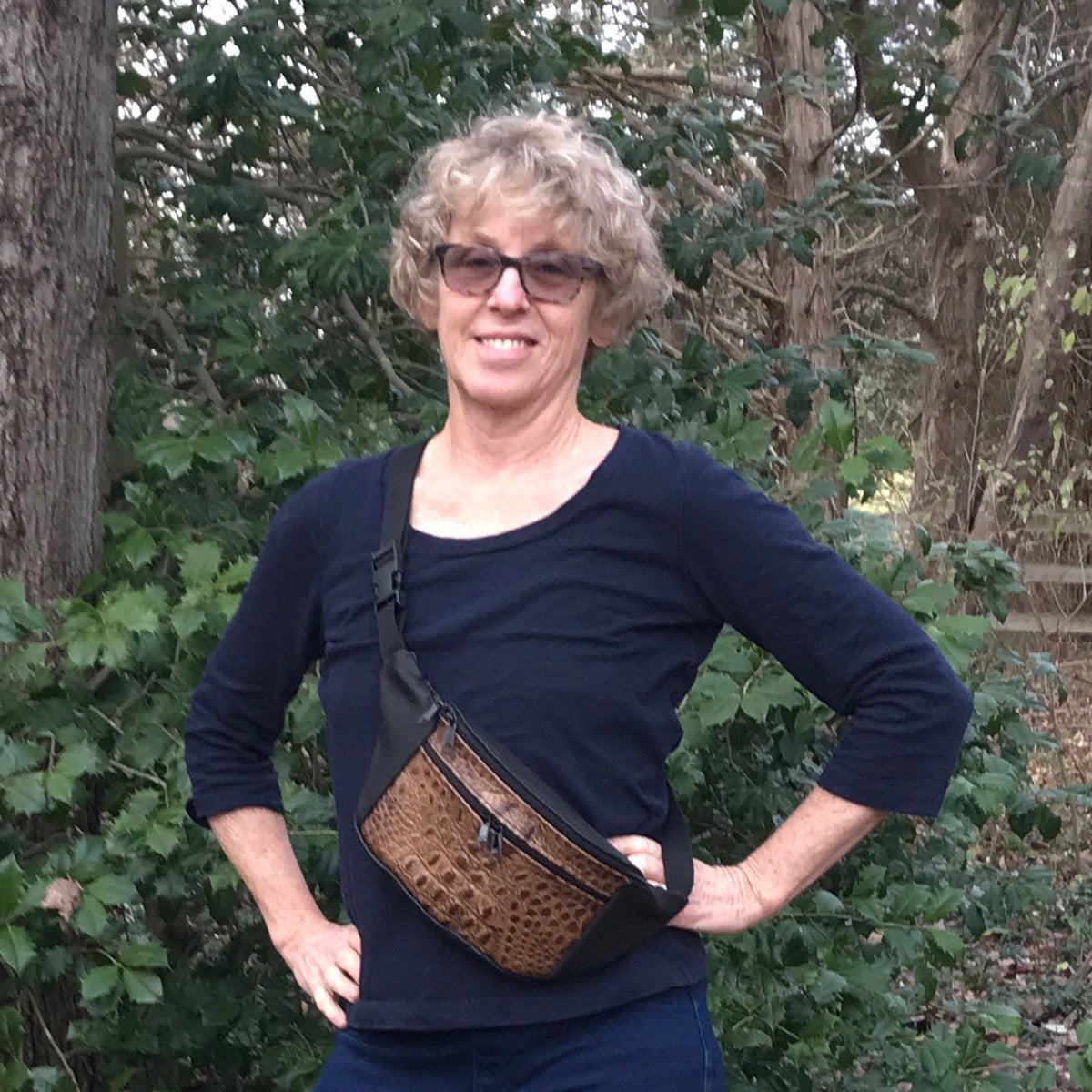 Leather Fanny Pack or Crossbody Bag with Accent - large - LFPJ