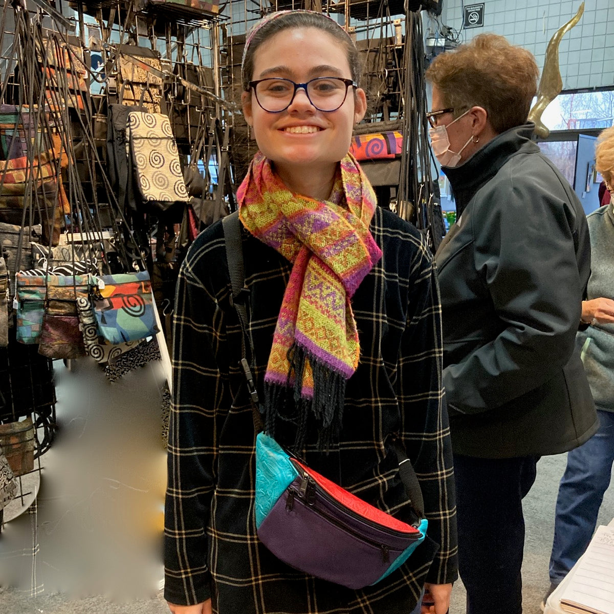 Leather Fanny Pack or Crossbody Bag with Accent - large - LFPJ