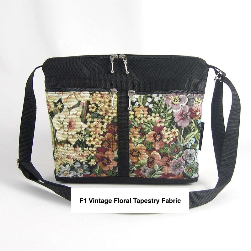 221L Vintage Tapestry Fabric Small Organizer Purse- Black Nylon
