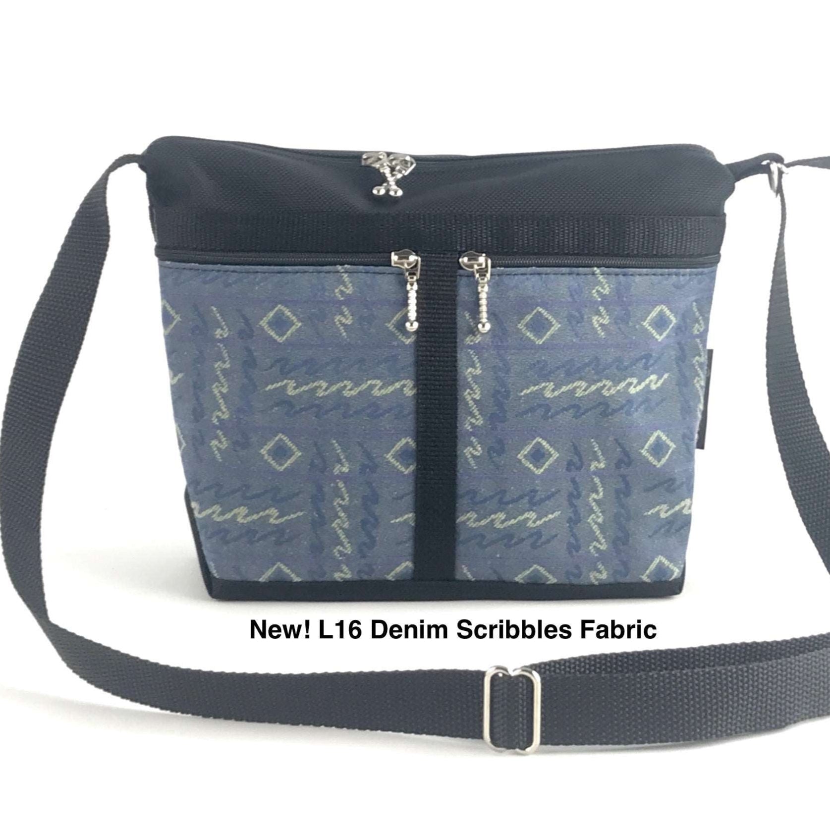 221L small organizer purse in Black Nylon with fabric accent pockets