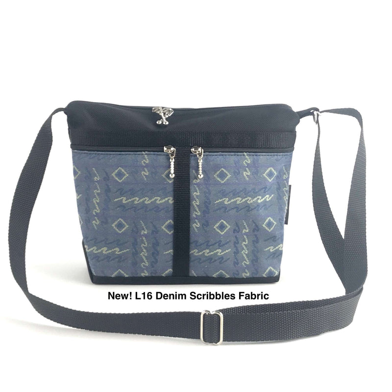 221L small organizer purse in Black Nylon with fabric accent pockets